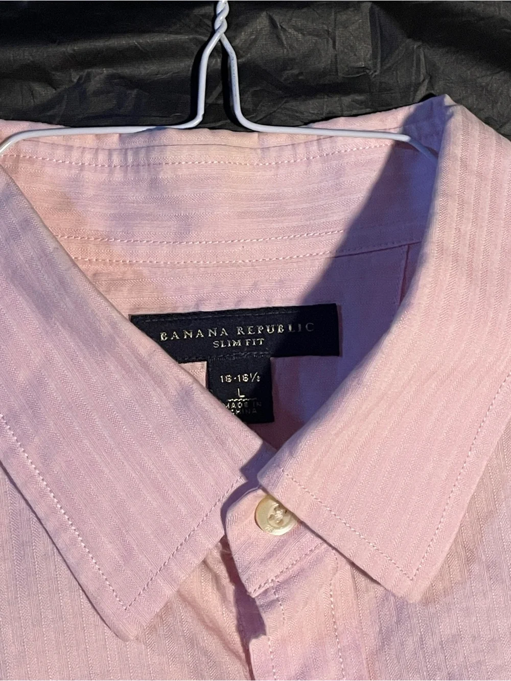 Banana Republic Slim Fit Dress Shirt Pink Stripe Large
